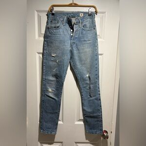 Levi’s 501 Distressed Skinny Selvedge White Oak Jeans